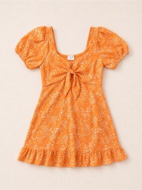 Sienna Sky Orange & White Floral Puff Sleeve Sundress / Cottagecore / Feminine